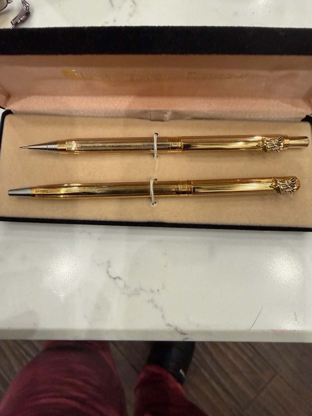 Bob Siemon Designs Gold Tone Eagle Pen and Mechanical Pencil Set with Case